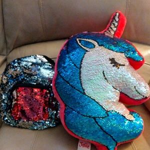 PINK PLUSH REVERSE Sequin Unicorn Pillowth